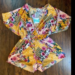 Umgee Yellow Floral Romper - Small